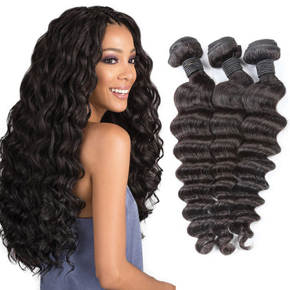 LeShine Hair Deep Wave Bundles High Quality Virgin Hair 3 Bundles Deep Wave Human Hair Weave