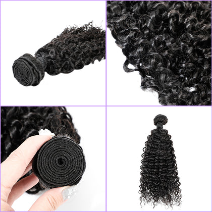 Brazilian Virgin Hair Curly Wave 3 Bundles With 4*4 Lace Closure 100% Human Hair